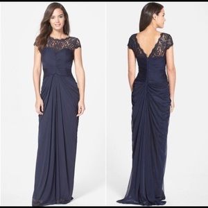 NWT Adrianna Papell lace chiffon pleated gown